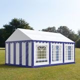 TOOLPORT Partytent feesttent 3x6 m tuinpaviljoen -tent PVC 700 N in blauw-wit waterdicht