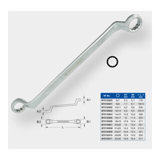 Brilliant Tools Dubbele ringsleutel, gebogen 12 x 13 mm - 1 stuk