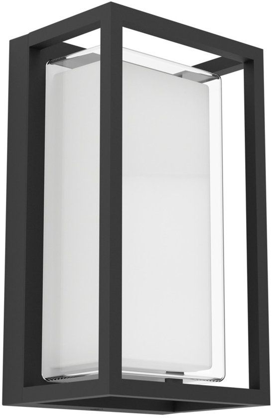 EGLO Genovese Wandlamp Buiten - Sensor - 24 cm - Zwart/Helder - Instelbaar wit licht