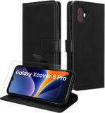 kwmobile telefoonhoesje geschikt voor Samsung Galaxy Xcover6 Pro hoesje - Smartphone case met pasjeshouder - RFID-blokkering en screenprotector - In zwart
