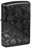 Zippo Stormaansteker skulls, schedels, zwart gepolijst, multi cut/foto 360°, navulbaar, herbruikbaar, winddicht ontwerp, geschenkdoos, gemaakt in de VS