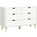 Pangivo Commode 6 Tiroirs Meuble De Rangement Style Scandinave En Bois Blanc 120 X 40 X 76 Cm