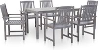 vidaXL 7-delige Tuinset Massief Acaciahout Greywash