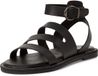 Tamaris Dames Platte Sandalen Zwart Leer Klittenband 36 EU
