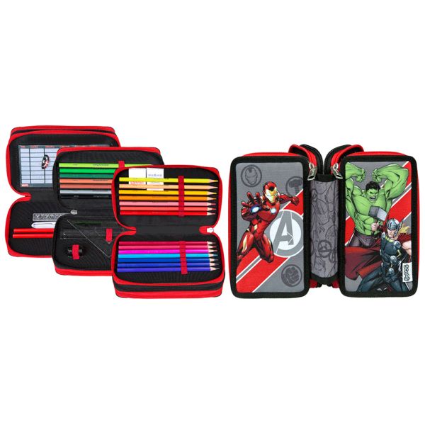 Scooli Avengers Pencil Case - Soft, Multicolour, Zipper Closure