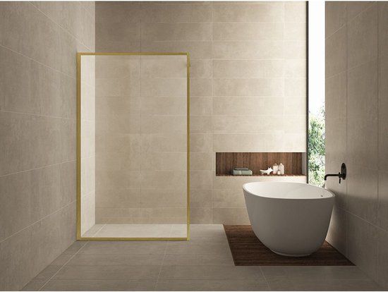 Sanifun Square inloopdouche 1000 x 2000 x 8 mm nano helder glas/geborsteld messing