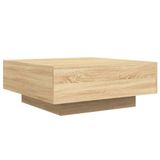 vidaXL Salontafel met LED-verlichting, Sonoma eikenkleurig, 80x80x31 cm