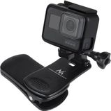 Maclean MC-820 Universele klemhouder met 360° rotatie | Clip-houder tot 40 mm voor GoPro & Action-Cams | Sportcamerahouder Outdoor Fiets Rugzak Kunststof Zwart