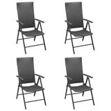 VidaXL Tuinstoel Terras Aluminium Polyrattan Zwart 4 Stuks