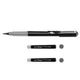 Pentel GFKPN Pocket Brush Penseelpen voor kalligrafie, schetsen, tekeningen, grijs + 2 patronen