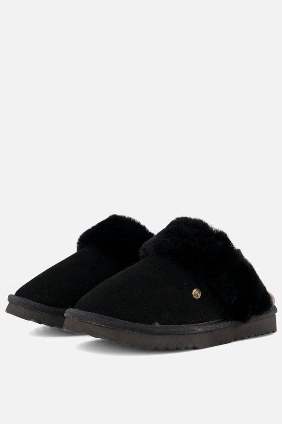Warmbat Flurry Suede Dames Sloffen - Zwart/Zwart