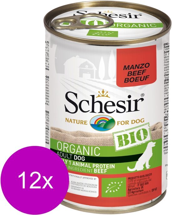 Schesir Hond Bio Blik PatÃ© 400 g - Hondenvoer - 12 x Rund