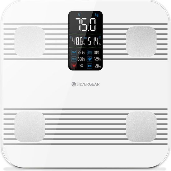 Silvergear Premium Slimme Weegschaal met Lichaamsanalyse - Digitaal - Wit