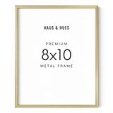 HAUS AND HUES Gouden Fotolijst - Set van 1 x 20 cm Gouden Posterlijst, Gouden Fotolijsten van 8 x 10 cm, Goudkleurige Metallic Fotolijst (Goudkleurig Aluminium Frame)