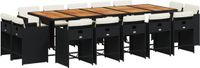 vidaXL 15-delige Tuinset met Kussens, Poly Rattan, Zwart