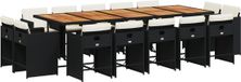 vidaXL 15-delige Tuinset met Kussens, Poly Rattan, Zwart