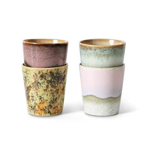 HKLIVING koffiekopje 70s (Ø7,5 cm) (180 ml) (set van 4)