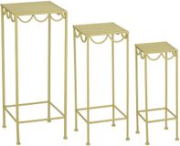 Mica Decorations Rosalie Planttafel voor Buiten - Plantenrek Set van 3 - Plantenstandaard voor Kamerplanten - Inklapbaar - IJzer - Lichtgroen
