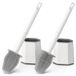 Euqvunn Siliconen Toiletborstel & Houder, 2-Pack Toiletborstel Set Wandbevestigd, Dieptereinigende Toiletborstel met Dubbelzijdig Hoofd en Lang Plastic Handvat, Anti-druppel Badkameraccessoires (Wit)