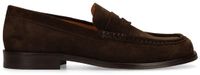 Manfield - Heren - Donkerbruine suède loafers - Maat 44