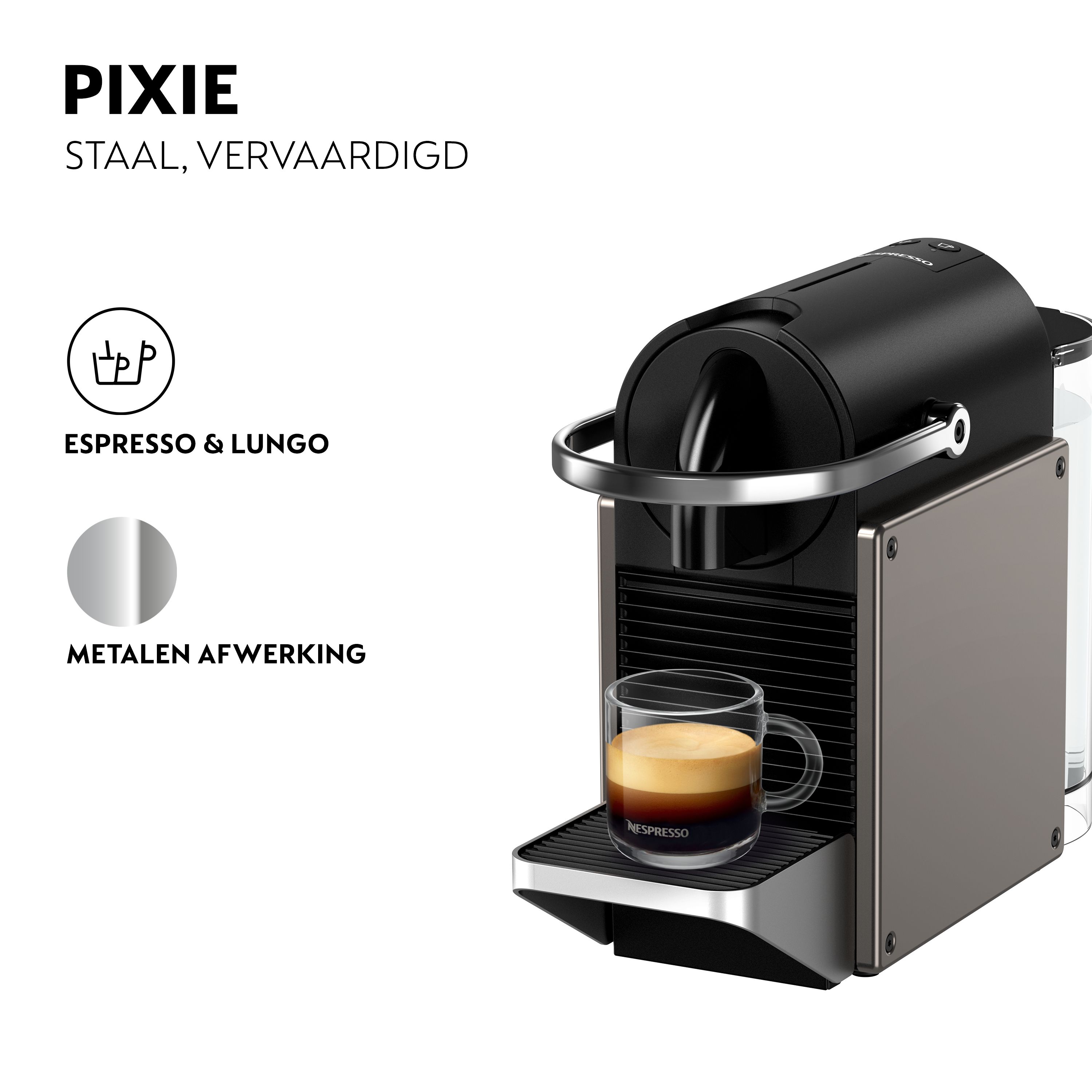 Krups Pixie XN306T Nespresso Capsule Coffee Machine - Titan