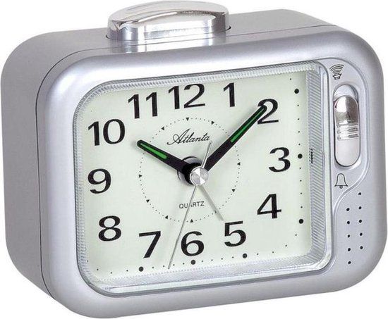 Atlanta 1942-19 Alarm Clock - Silver - Quartz - Analog - Round - 100cm