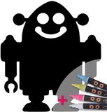 Ambiance Sticker Leisteen schoolbord – muurstickers, zelfklevend, afwasbaar, robot – H 105 x L 95 cm + 4 vloeibare krijtjes
