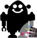 Ambiance Sticker Leisteen schoolbord – muurstickers, zelfklevend, afwasbaar, robot – H 105 x L 95 cm + 4 vloeibare krijtjes