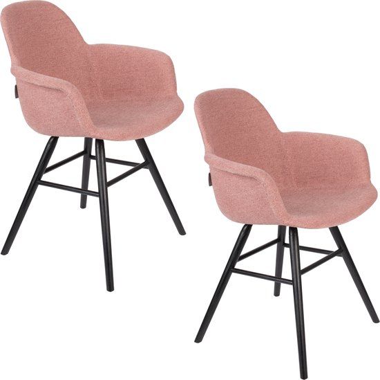 Zuiver Albert Kuip Soft Eetkamerstoelen armleuning Roze - Set van 2