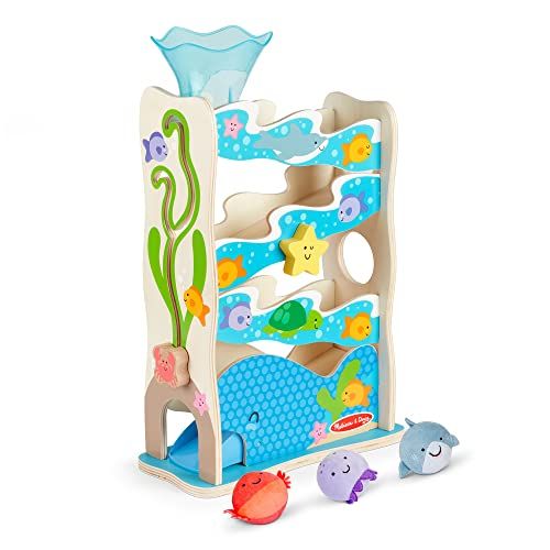 MELISSA & DOUG Rollables Houten oceaanglijbaan Speelgoed voor baby's en peuters (5-delig)