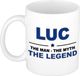 Bellatio Decorations naam cadeau mok - Luc - man myth legend - koffiemok - 300 ml - collega - vaderdag