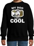 Bellatio Decorations Husky Trui / Sweater My Dog Is Serious Cool Zwart - Kinderen