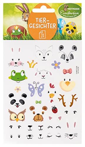 Heitmann Eierfarben - Sticker met dierengezichten - 2 vellen