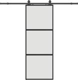 vidaXL Schuifdeur met beslagset, 76x205 cm, gehard glas, zwart