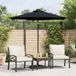 Maison Exclusive Parasol avec éclairage LED et mât en acier, noir, 225x225x212 cm