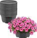 Garronda Set van 20 ronde kunststof plantenbakken met drainage (Anthraciet, Ø19 x 9,5 cm – 2,2 L)