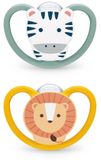 Nuk Fopspeen Baby 18-36 maanden Silicone Zebra Lion Set van 2