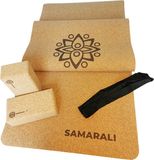 Samarali Duurzaam Yoga Starter Kit | Eco-Vriendelijke Yoga Set | Kurk Yogamat, Katoenen Draagriem, 2 Kurken Yoga Blokken