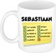 Bellatio Decorations Naam mok Sebastiaan - wit - top gozer - keramiek - 300 ml - cadeau collega beker