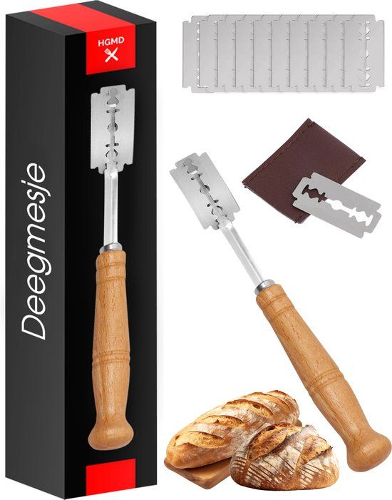 hgmd Deegmesje set - 12 delig - RVS, Hout