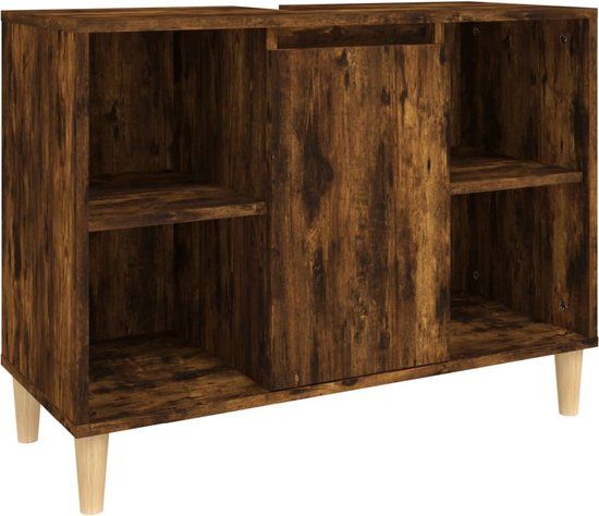 vidaXL Wastafelkast - 80x33x60 cm - Bewerkt Hout - Gerookt Eikenkleurig