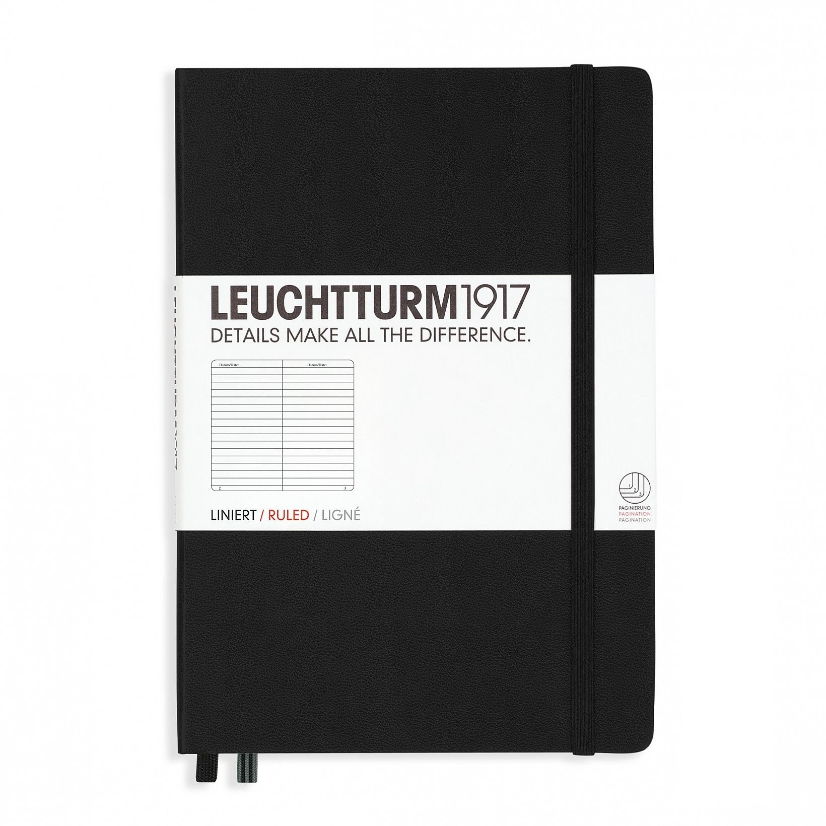 Leuchtturm Notitieboek A5 Hardcover Zwart Gelinieerd