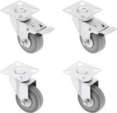 GTV - Set van 4 zwenkwielen voor meubels, Ø75mm, GREYROLL meubelwiel, grijs, 2 wielen met rem en 2 wielen zonder rem.