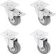GTV - Set van 4 zwenkwielen voor meubels, Ø75mm, GREYROLL meubelwiel, grijs, 2 wielen met rem en 2 wielen zonder rem.
