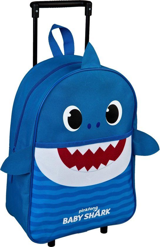 Baby Shark Daddy trolley/reiskoffer blauw 40 cm voor kinderen