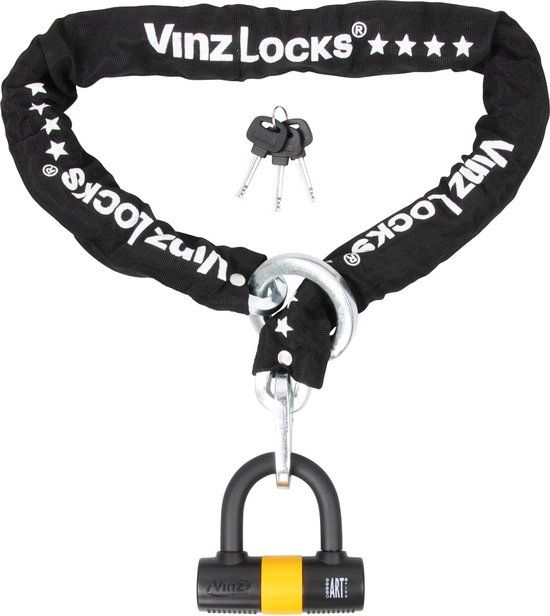 VINZ Trivor ART 4 Kettingslot - 120 cm - Zwart - Gehard Staal - ART4 - Motorslot / Scooterslot / Beugelslot