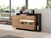 Merkloos Buffetkast IDESIA - 155 cm - Met LED - Antraciet/Natuurlijk