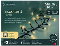 Lumineo LED Excellent Twinkle 648 LEDs 10 m Zwart Soft Gold Licht