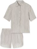 SCHIESSER Dames Geweven Pyjama Korte Mouw Gestreept Grijs-Jaspe 42