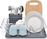 Marque non spécifiée Casier de séchage gris grande capacité - porte-couverts amovible - égouttoirs de cuisine compacts WK810338